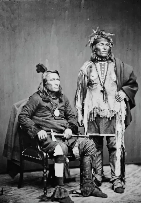 Framed Print : Potawatomi chief and brave, between 1855 and 1865. Creator: Unknown Framed Print : Potawatomi chief and brave, between 1855 and 1865. Creator: Unknown