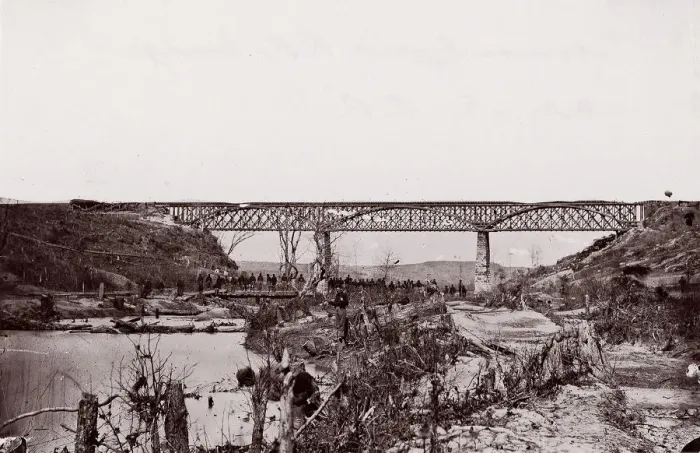 Framed Print : Potomac Creek Railroad Bridge, A. C. & F. Railroad, 1861-65. Creator: Unknown Framed Print : Potomac Creek Railroad Bridge, A. C. & F. Railroad, 1861-65. Creator: Unknown