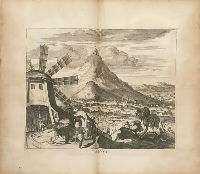 Framed Print : Potosi. From: America: being the latest, and most accurate description of the Nevv vvorld, 1671. Creator: Montanus; Arnoldus (1625-1683) Framed Print : Potosi. From: America: being the latest, and most accurate description of the Nevv vvorld, 1671. Creator: Montanus; Arnoldus (1625-1683)
