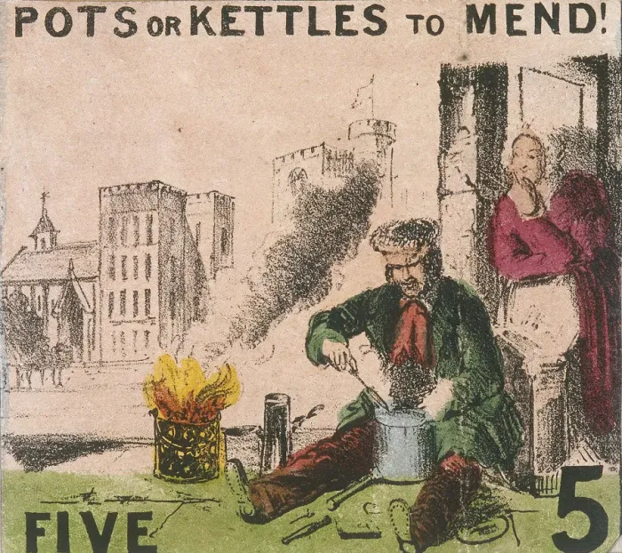 Framed Print : Pots or Kettles to Mend!, Cries of London, c1840. Artist: TH Jones Framed Print : Pots or Kettles to Mend!, Cries of London, c1840. Artist: TH Jones