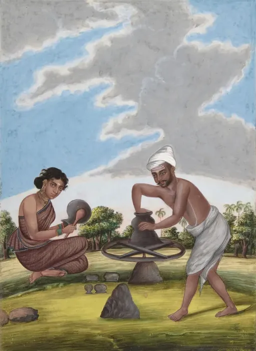 Framed Print : A Potter in Balabar Cast, from Indian Trades and Castes, ca. 1840. Creator: Anon Framed Print : A Potter in Balabar Cast, from Indian Trades and Castes, ca. 1840. Creator: Anon