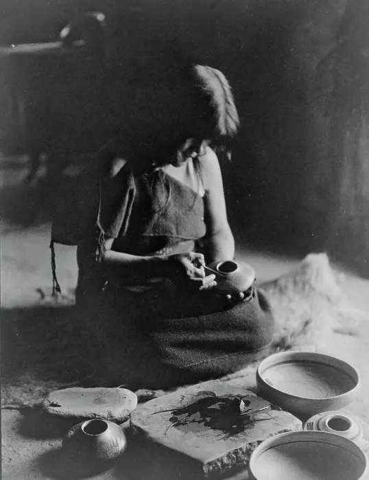 Framed Print : The potter, c1906. Creator: Edward Sheriff Curtis Framed Print : The potter, c1906. Creator: Edward Sheriff Curtis