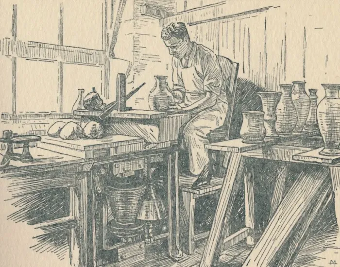 Framed Print : A Potter at Work, 1910 Framed Print : A Potter at Work, 1910