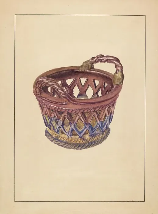Framed Print : Pottery Basket, c. 1937. Creator: Angelo Bulone Framed Print : Pottery Basket, c. 1937. Creator: Angelo Bulone
