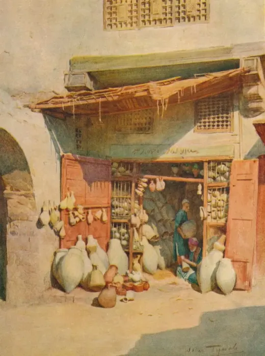 Framed Print : Pottery Bazaar in a Nile Village, c1905, (1912). Artist: Walter Frederick Roofe Tyndale Framed Print : Pottery Bazaar in a Nile Village, c1905, (1912). Artist: Walter Frederick Roofe Tyndale