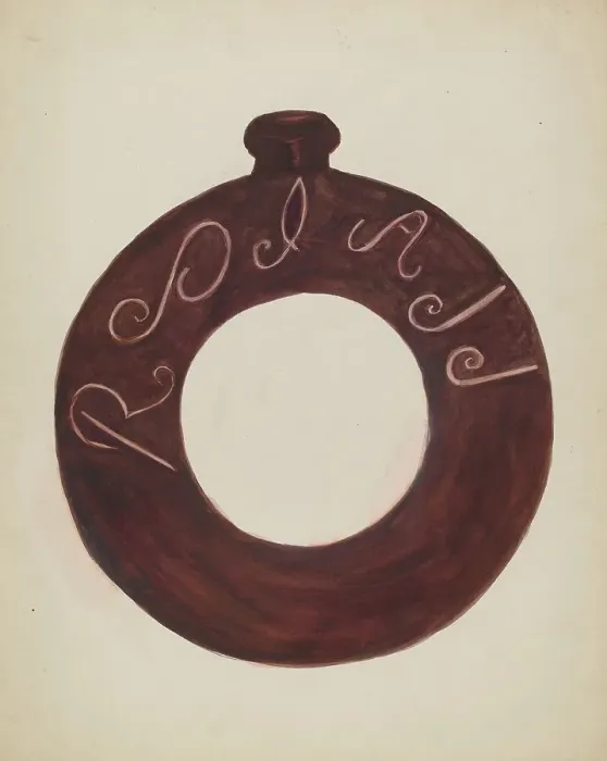 Framed Print : Pottery Bottle, c. 1936. Creator: Willoughby Ions Framed Print : Pottery Bottle, c. 1936. Creator: Willoughby Ions