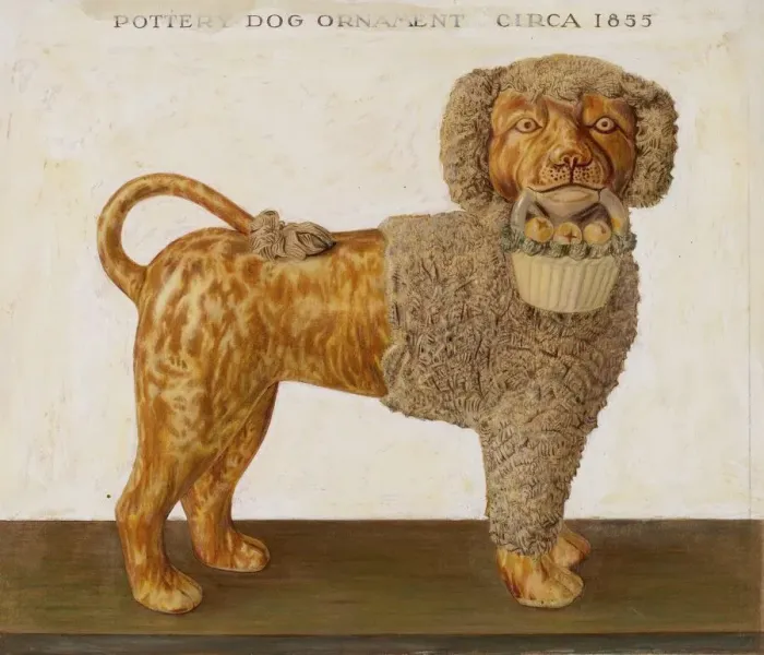 Framed Print : Pottery Dog Ornament, c. 1938. Creator: Cleo Lovett Framed Print : Pottery Dog Ornament, c. 1938. Creator: Cleo Lovett