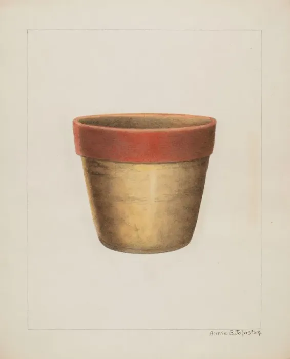 Framed Print : Pottery Flower Pot, 1937 / 1938. Creator: Annie B Johnston Framed Print : Pottery Flower Pot, 1937 / 1938. Creator: Annie B Johnston