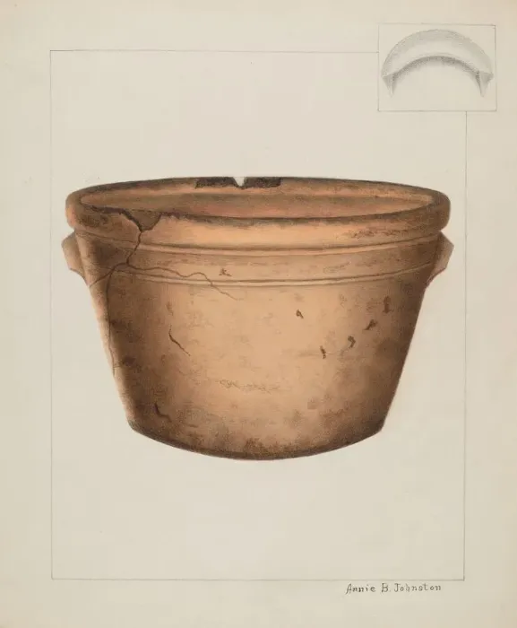Framed Print : Pottery Flower Pot, c. 1937. Creator: Annie B Johnston Framed Print : Pottery Flower Pot, c. 1937. Creator: Annie B Johnston
