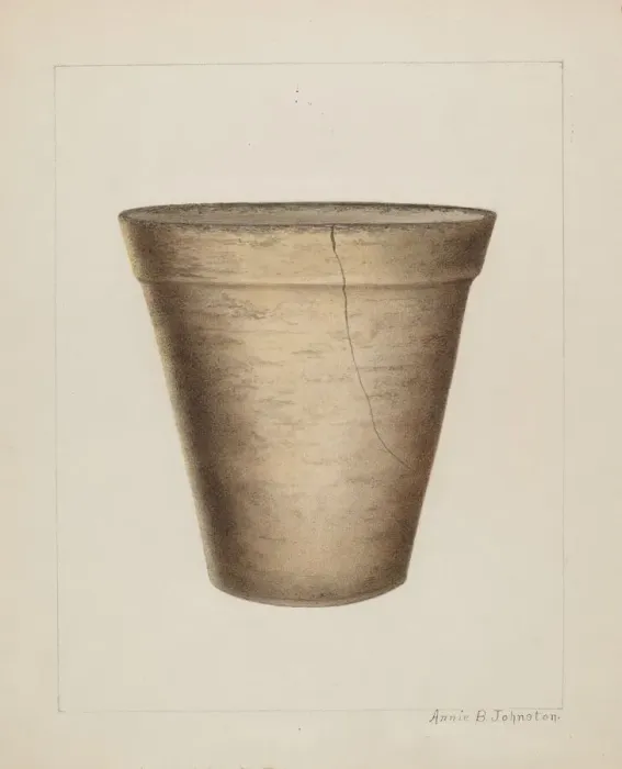 Framed Print : Pottery Flower Pot, c. 1937. Creator: Annie B Johnston Framed Print : Pottery Flower Pot, c. 1937. Creator: Annie B Johnston