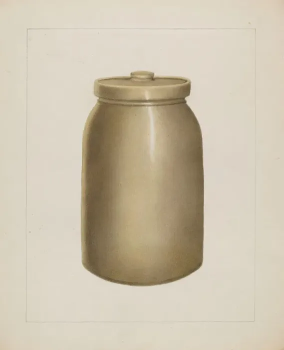 Framed Print : Pottery Jar with Lid, c. 1938. Creator: Annie B Johnston Framed Print : Pottery Jar with Lid, c. 1938. Creator: Annie B Johnston