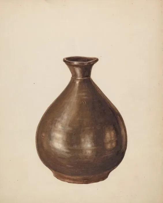 Framed Print : Pottery Jug, c. 1938. Creator: Al Curry Framed Print : Pottery Jug, c. 1938. Creator: Al Curry