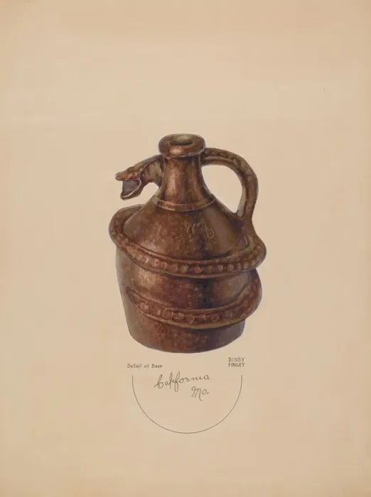 Framed Print : Pottery Jug, c. 1938. Creator: Bisby Finley Framed Print : Pottery Jug, c. 1938. Creator: Bisby Finley