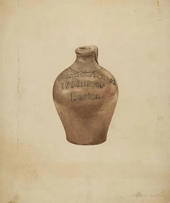 Framed Print : Pottery Jug, c. 1940. Creator: Frances Godfrey Framed Print : Pottery Jug, c. 1940. Creator: Frances Godfrey