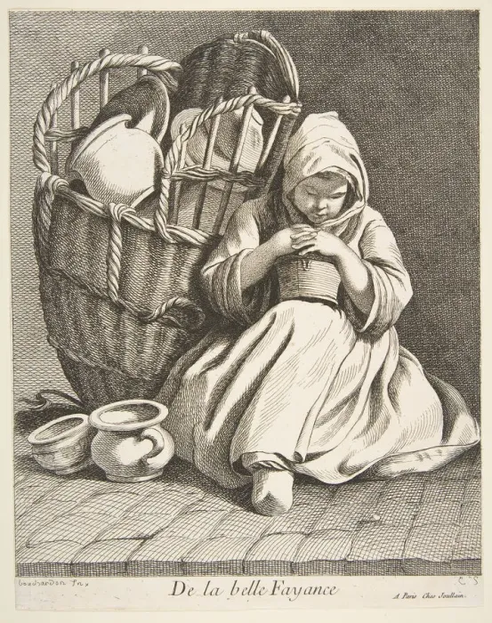 Framed Print : Pottery Peddler, 1738. Creator: Caylus, Anne-Claude-Philippe de Framed Print : Pottery Peddler, 1738. Creator: Caylus, Anne-Claude-Philippe de