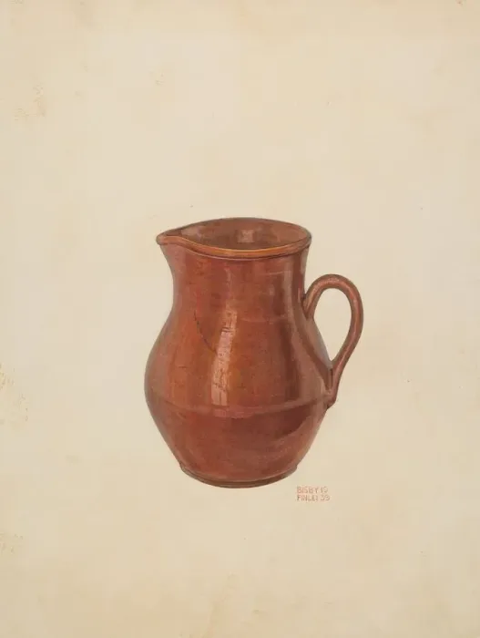 Framed Print : Pottery Pitcher, 1939. Creator: Bisby Finley Framed Print : Pottery Pitcher, 1939. Creator: Bisby Finley