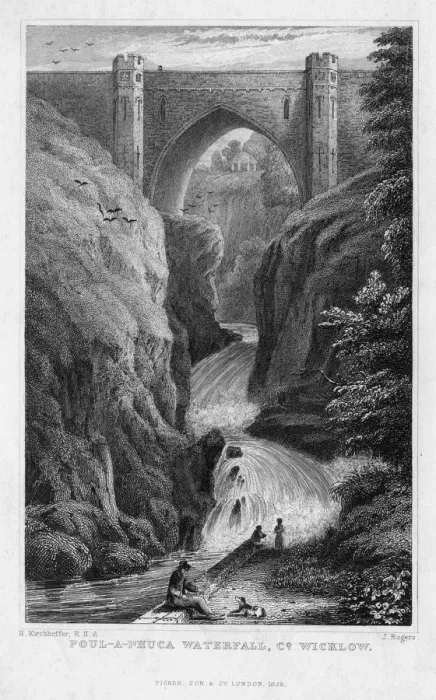 Framed Print : Poul a Phuca Waterfall, County Wicklow, 1829. Artist: J Rogers Framed Print : Poul a Phuca Waterfall, County Wicklow, 1829. Artist: J Rogers
