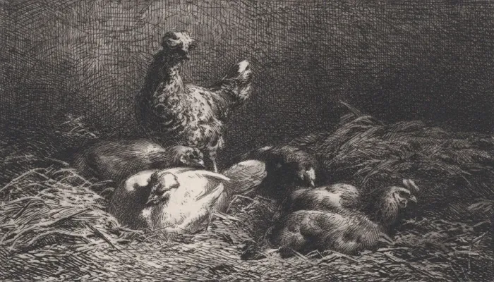 Framed Print : Poules, 1867. Creator: Charles Emile Jacque Framed Print : Poules, 1867. Creator: Charles Emile Jacque