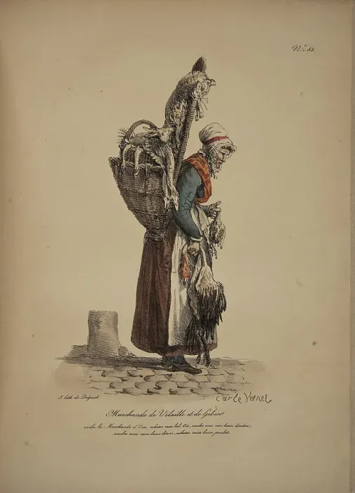 Framed Print : Poultry and game seller. From the Series Cris de Paris (The Cries of Paris), 1815. Creator: Vernet, Carle (1758-1836). Poultry and game seller. From the Series Cris de Paris (The Cries of Paris), 1815 Framed Print : Poultry and game seller. From the Series Cris de Paris (The Cries of Paris), 1815. Creator: Vernet, Carle (1758-1836). Poultry and game seller. From the Series Cris de Paris (The Cries of Paris), 1815