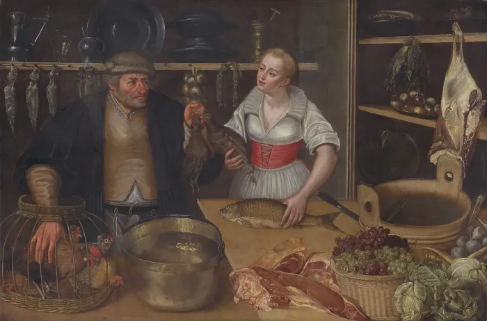 Framed Print : Poultry Seller (Market Scene), before 1600. Creator: Workshop of Lucas van Valckenborch Framed Print : Poultry Seller (Market Scene), before 1600. Creator: Workshop of Lucas van Valckenborch