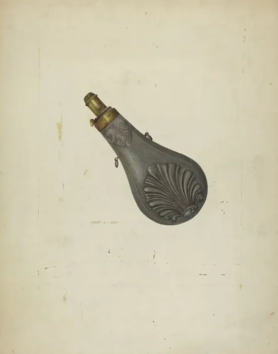 Framed Print : Powder Flask, c. 1940. Creator: Robert Clark Framed Print : Powder Flask, c. 1940. Creator: Robert Clark