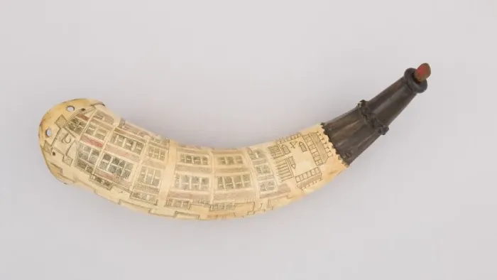 Framed Print : Powder Horn, American, Charleston, South Carolina, dated 1770. Creator: Unknown Framed Print : Powder Horn, American, Charleston, South Carolina, dated 1770. Creator: Unknown