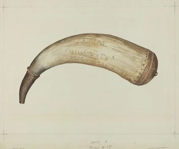 Framed Print : Powder Horn, c. 1938. Creator: Howell Rosenbaum Framed Print : Powder Horn, c. 1938. Creator: Howell Rosenbaum