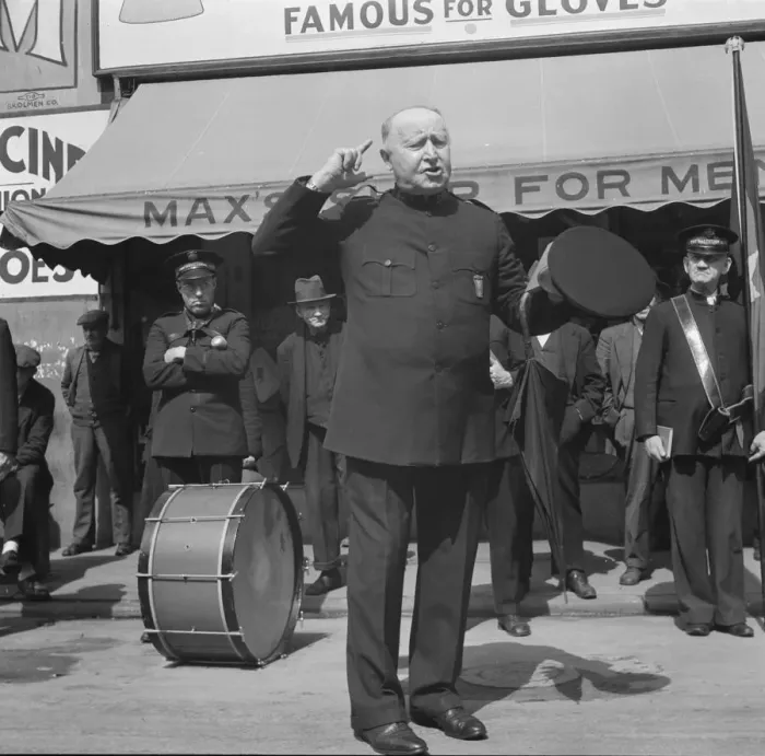 Framed Print : Power of the lord'preaching by a soldier'... Salvation Army, San Francisco, California, 1939. Creator: Dorothea Lange Framed Print : Power of the lord'preaching by a soldier'... Salvation Army, San Francisco, California, 1939. Creator: Dorothea Lange