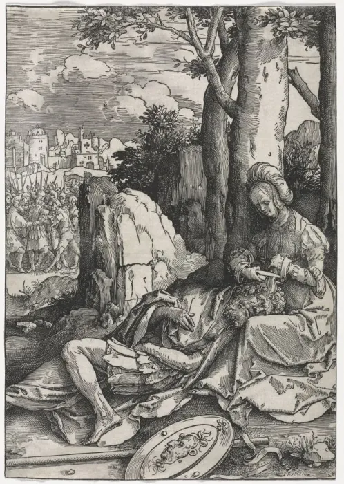Framed Print : The Power of Women: Samson and Delilah, c. 1512. Creator: Lucas van Leyden (Dutch, 1494-1533) Framed Print : The Power of Women: Samson and Delilah, c. 1512. Creator: Lucas van Leyden (Dutch, 1494-1533)