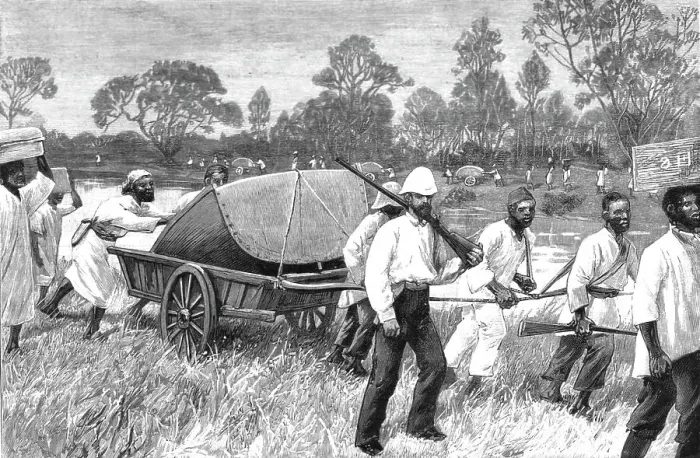 Framed Print : Practical Civilising Work in Central Africa; The Lifeboat on its way from Zanzibar to Ujiji, 1890 Creator: Unknown Framed Print : Practical Civilising Work in Central Africa; The Lifeboat on its way from Zanzibar to Ujiji, 1890 Creator: Unknown