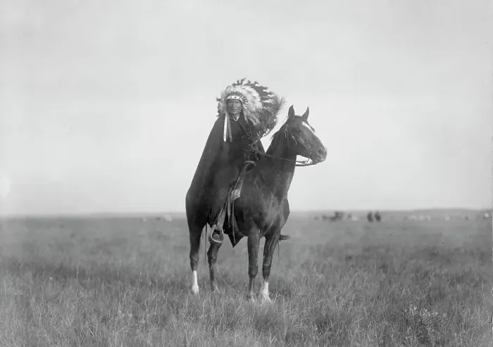 Framed Print : The Prairie Chief, c1907. Creator: Edward Sheriff Curtis Framed Print : The Prairie Chief, c1907. Creator: Edward Sheriff Curtis