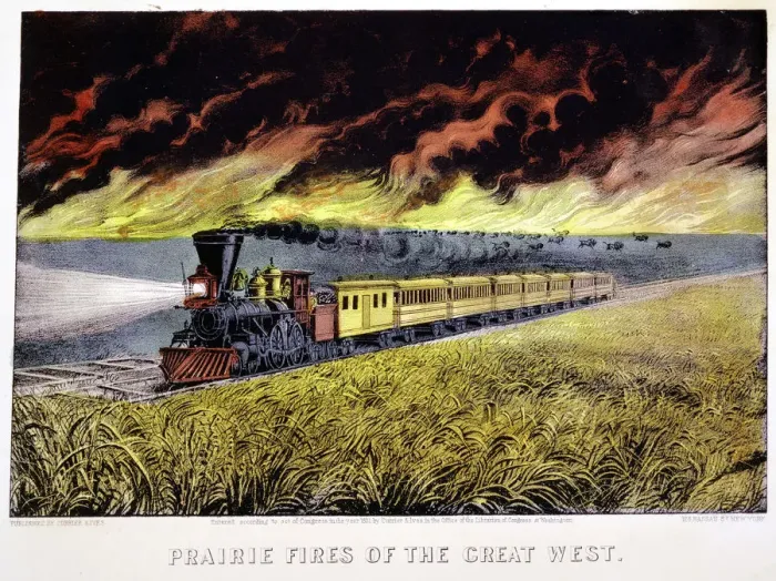 Framed Print : Prairie Fires of the Great West, USA, 1871. Artist: Currier and Ives
