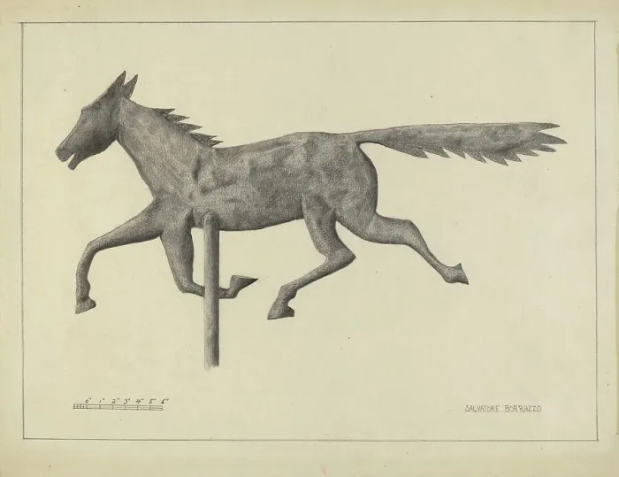 Framed Print : Prairie Horse Weather Vane, c. 1936. Creator: Salvatore Borrazzo