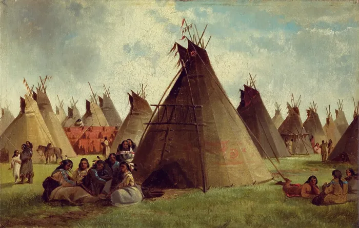 Framed Print : Prairie Indian Encampment, c1870. Creator: John Mix Stanley Framed Print : Prairie Indian Encampment, c1870. Creator: John Mix Stanley