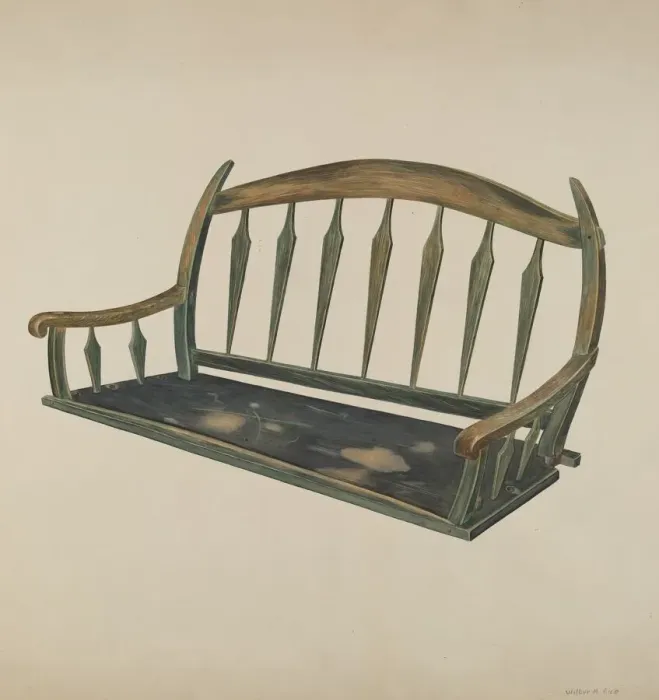 Framed Print : Prairie Schooner Seat, c. 1937. Creator: Wilbur M Rice Framed Print : Prairie Schooner Seat, c. 1937. Creator: Wilbur M Rice