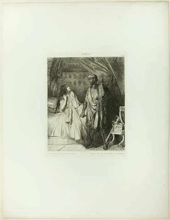 Framed Print : Have you pray'd tonight, Desdemona?, plate twelve fom Othello, 1844. Creator: Theodore Chasseriau Framed Print : Have you pray'd tonight, Desdemona?, plate twelve fom Othello, 1844. Creator: Theodore Chasseriau