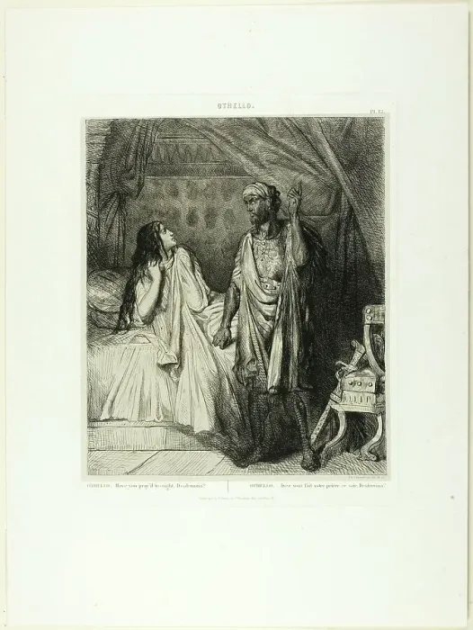 Framed Print : Have you pray'd tonight, Desdemona?, plate twelve fom Othello, 1844. Creator: Theodore Chasseriau Framed Print : Have you pray'd tonight, Desdemona?, plate twelve fom Othello, 1844. Creator: Theodore Chasseriau