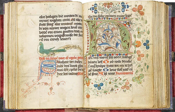 Prayer book. German manuscript on parchment with initials decorated with flowers, c.1425. Creator: Anonymous master