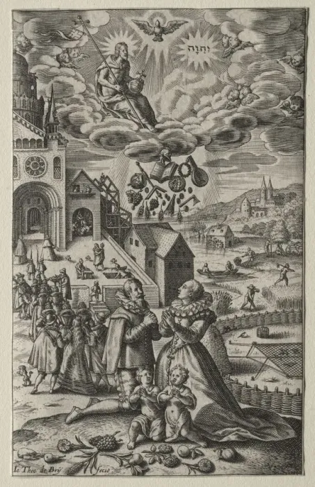 Framed Print : Prayer. Creator: Theodor de Bry (Flemish, 1528-1598) Framed Print : Prayer. Creator: Theodor de Bry (Flemish, 1528-1598)