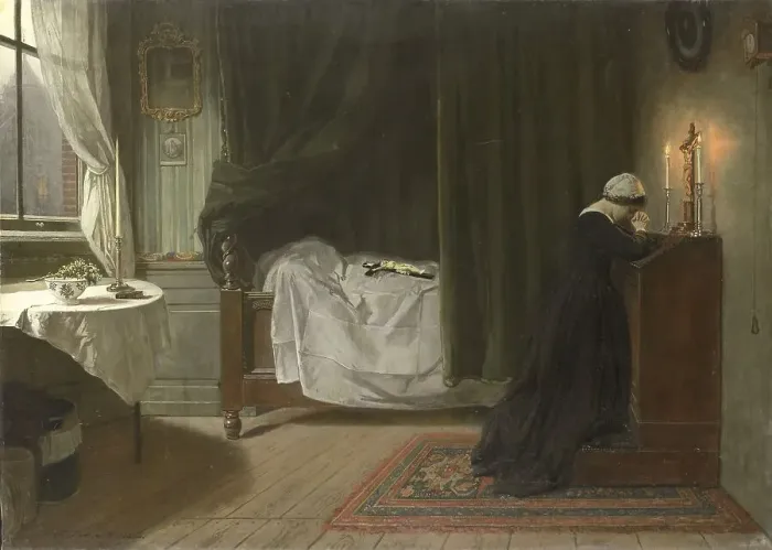 Framed Print : Prayer for the Deceased, 1864. Creator: Diederik Franciscus Jamin Framed Print : Prayer for the Deceased, 1864. Creator: Diederik Franciscus Jamin