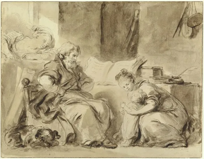 Framed Print : A Prayer for Grandpapa, late 1770s. Creator: Jean-Honore Fragonard