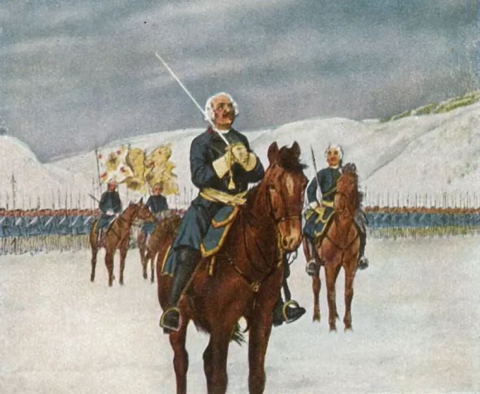 Framed Print : Prayer of the Old Dessauer before the Battle of Kesselsdorf, 15 December 1745, (1936) Framed Print : Prayer of the Old Dessauer before the Battle of Kesselsdorf, 15 December 1745, (1936)