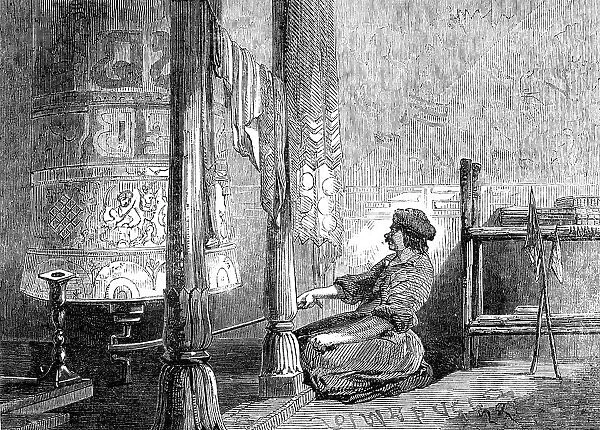'Prayer Wheel' in Cashmere, 1857. Creator: Unknown. 'Prayer Wheel' in Cashmere, 1857. Creator: Unknown