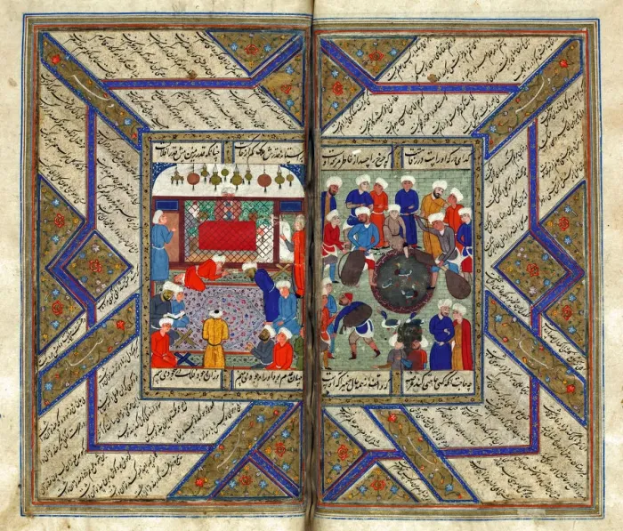 Framed Print : Prayers in a Mosque. Artist: Iranian master Framed Print : Prayers in a Mosque. Artist: Iranian master