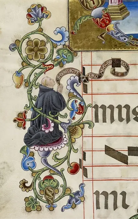 Framed Print : Praying cleric - detail from an antiphonary, c1505. Creator: Unknown Framed Print : Praying cleric - detail from an antiphonary, c1505. Creator: Unknown