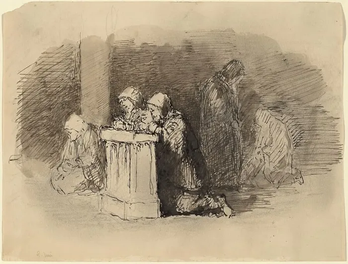 Framed Print : Praying Figures in a Church, Florence, c. 1824 / 1827. Creator: Robert Walter Weir Framed Print : Praying Figures in a Church, Florence, c. 1824 / 1827. Creator: Robert Walter Weir