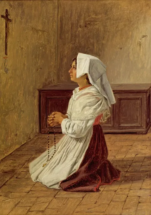 Framed Print : A Praying Italian Woman, 1836. Creator: Martinus Rorbye Framed Print : A Praying Italian Woman, 1836. Creator: Martinus Rorbye