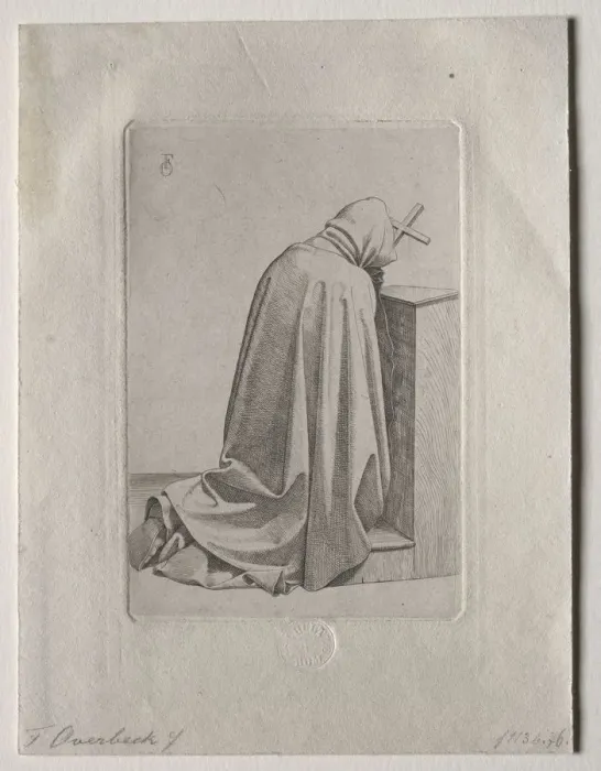 Framed Print : A Praying Monk, 1826. Creator: Johann Friedrich Overbeck (German, 1789-1869); Carl Schulze Framed Print : A Praying Monk, 1826. Creator: Johann Friedrich Overbeck (German, 1789-1869); Carl Schulze