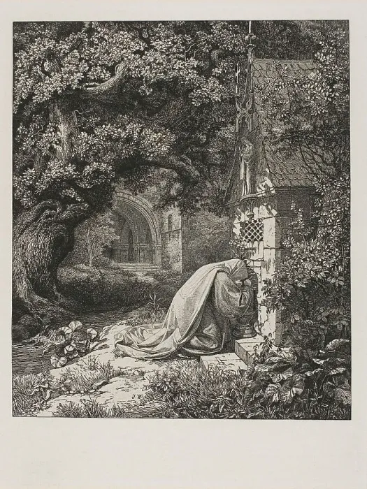 Framed Print : The Praying Nun, 1829. Creator: Johann Wilhelm Schirmer Framed Print : The Praying Nun, 1829. Creator: Johann Wilhelm Schirmer