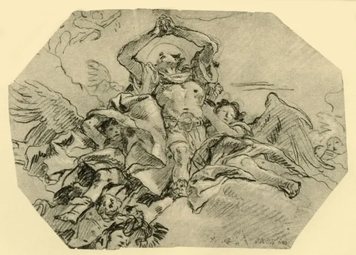 Framed Print : Praying Saint surrounded by Angels, 1762, (1928). Artist: Giovanni Domenico Tiepolo Framed Print : Praying Saint surrounded by Angels, 1762, (1928). Artist: Giovanni Domenico Tiepolo